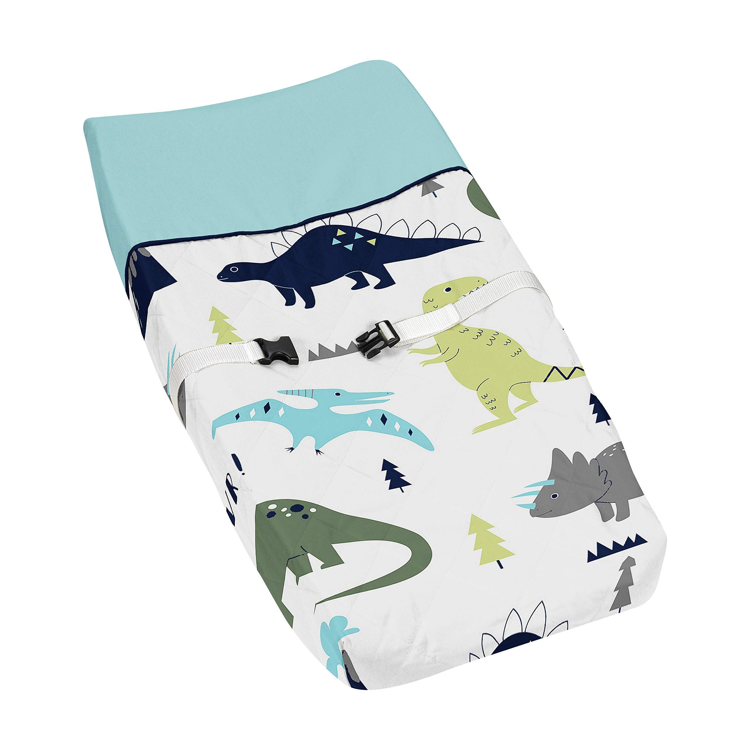 Blue and Green Modern Dinosaur Girls Boys Baby Changing Pad Cover | Amazon (US)