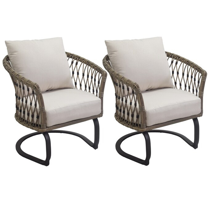 Style Selections Avery Station Set of 2 Dark Brown Woven Metal Conversation Chair(s) with Off Wh... | Lowe's