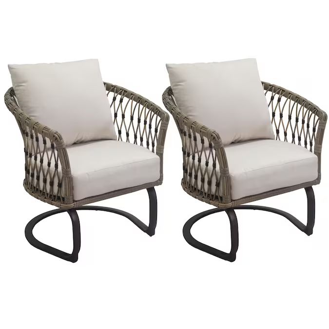 Style Selections Avery Station Set of 2 Dark Brown Woven Metal Conversation Chair(s) with Off Wh... | Lowe's