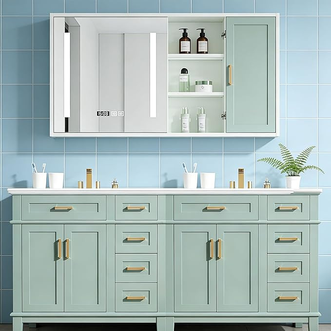 72" Bathroom Vanity with Double Sink, Free Standing Bathroom Vanity with Soft Close Cabinet Door,... | Amazon (US)