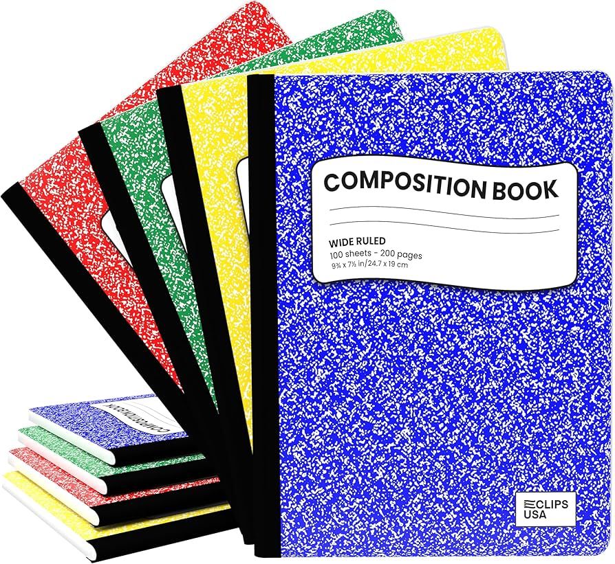 Composition Notebooks, (Assorted Colors), Wide Ruled Composition Notebook, Marble Composition Not... | Amazon (US)