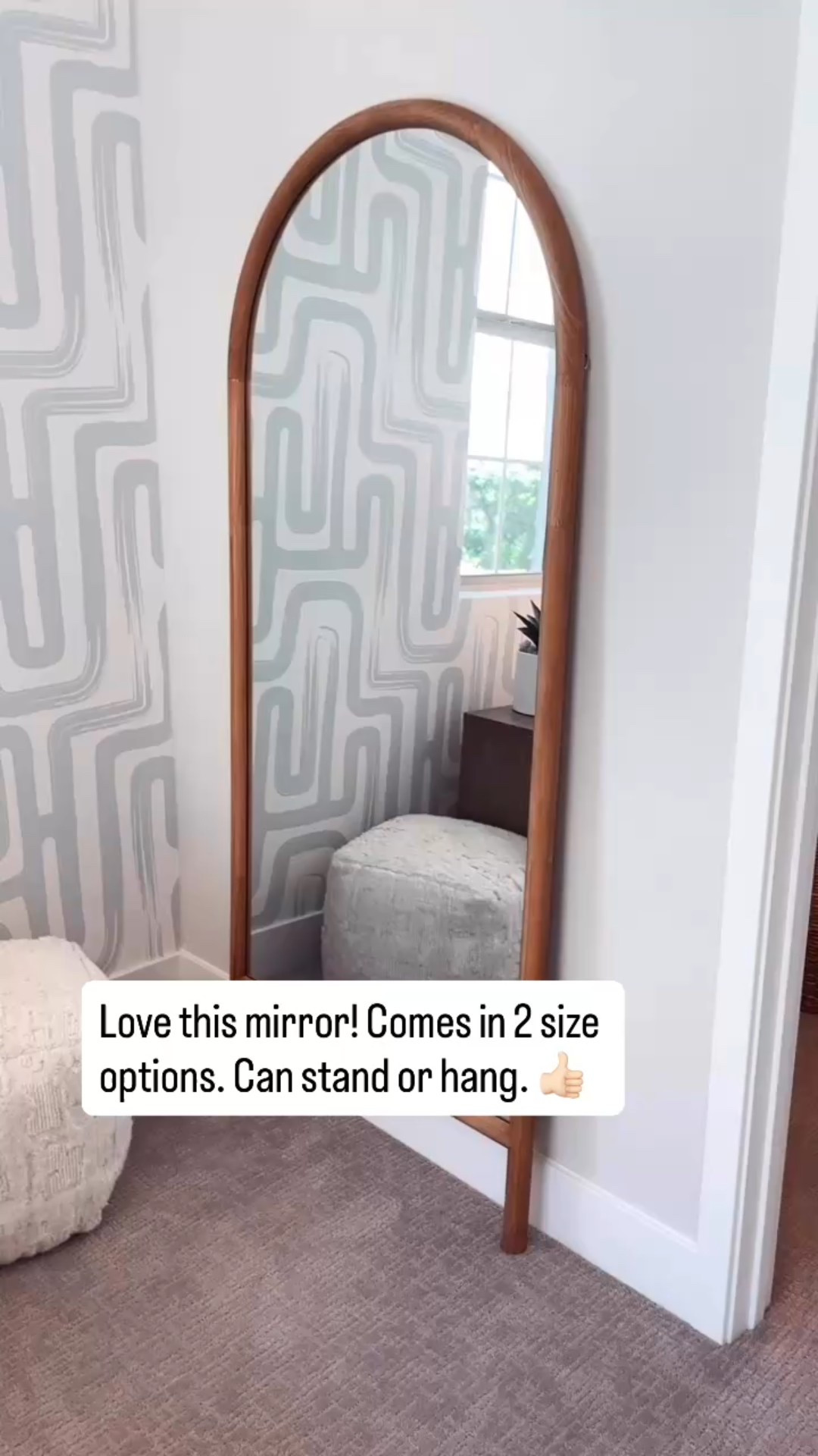 Love this tall standing floor mirror with wood frame. The arched top and legs at the bottom make it extra cute! It comes in 2 size options and it can stand on the floor or hang. Perfect for a kids room, nursery or closet! 

#LTKBaby #LTKHome