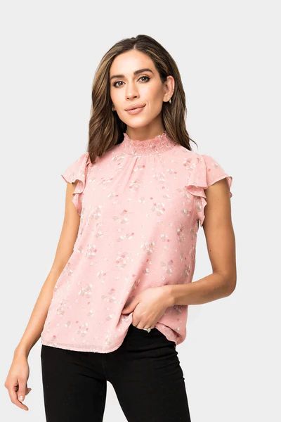 Adored High Neck Flutter Sleeve Top | Gibson