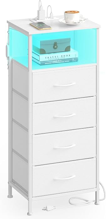 SONGMICS BELLAH Collection - Nightstand with Charging Station and App-Controlled Adjustable LED L... | Amazon (US)