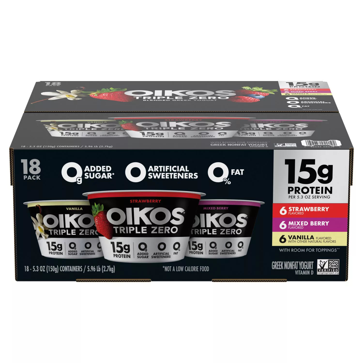 Oikos Triple Zero Nonfat Blended Greek Yogurt Variety Pack, 5.3 oz., 18 ct. | Sam's Club
