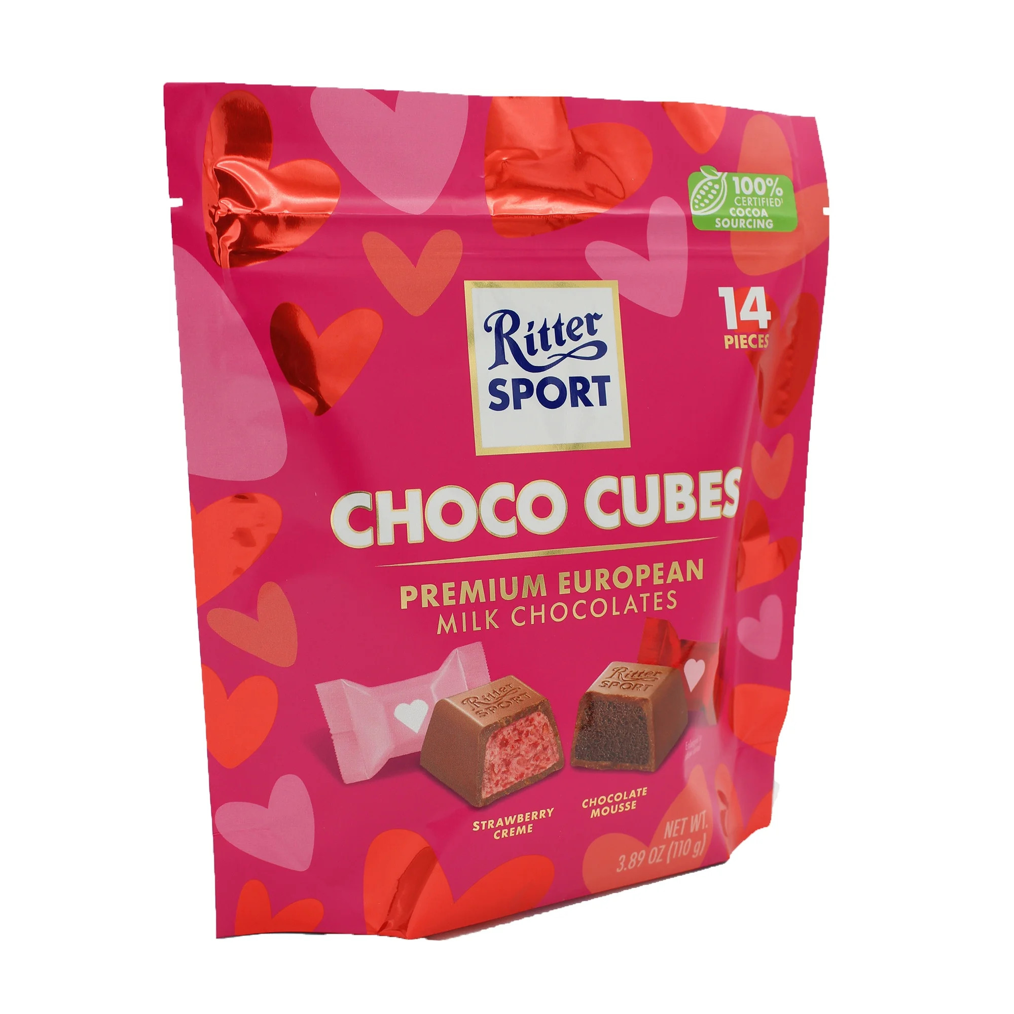 Ritter Sport Valentine's Day Milk Chocolate Choco Cubes, 14 pieces, Two Flavors, Premium German C... | Walmart (US)