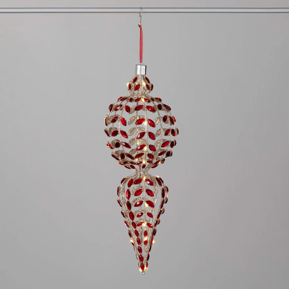 Lighted Gold Red Gem Finial | Sullivans Home Decor