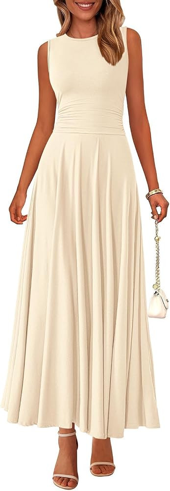 PRETTYGARDEN Womens Sleeveless Summer Dresses 2026 Flowy Aline Maxi Dress | Amazon (US)