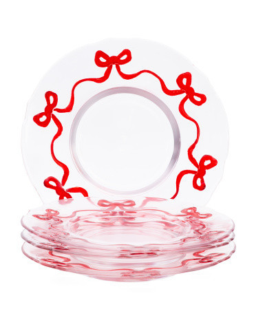 Set Of 4 Bow Ribbon Border Plates | Marshalls
