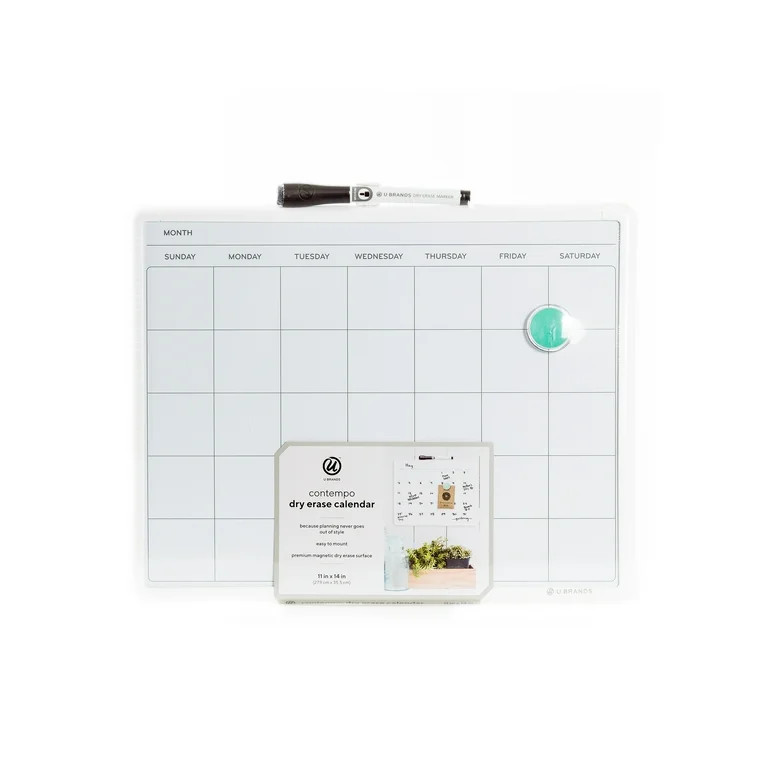 U Brands Magnetic Monthly Calendar Whiteboard, 11" x 14", White Frame, 260U | Walmart (US)