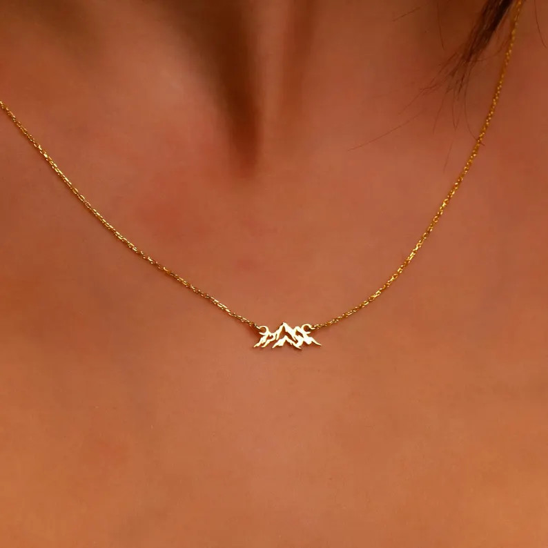 Mountain Necklace, 18K Gold Filled Tiny Mountain Pendant, Gift for Her - Etsy | Etsy (Global)