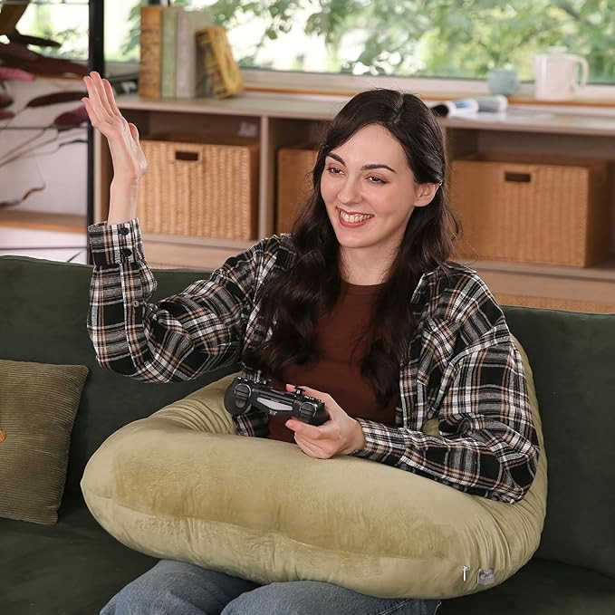 Ergonomic U-Shape Gaming & Lap Pillow - Crochet Pillow & Reading Support Pillow with Arm Relief, ... | Amazon (US)