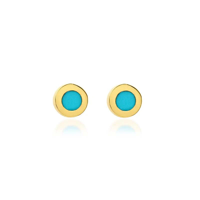 Turquoise Inlay Circle Studs | Jennifer Meyer