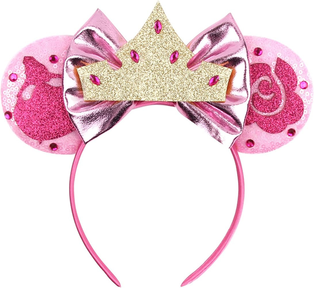 Mado Sparkly Pink Mouse Ears Headband, Birthday Princess Dress up Accessory for Girls and Women (... | Amazon (US)