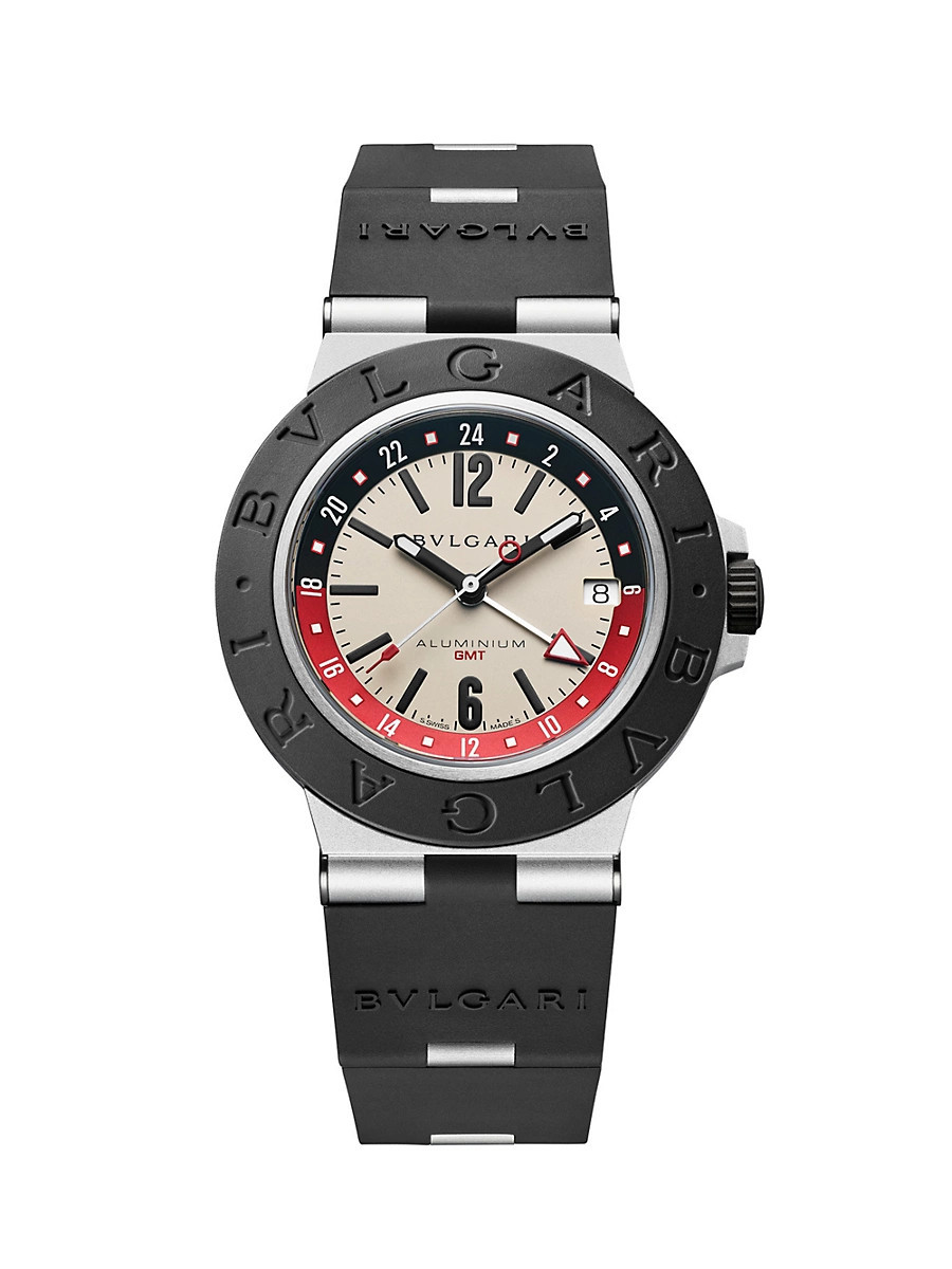 Men's BVLGARI BVLGARI Aluminum, Titanium & Rubber Bracelet Watch/40MM - Black | Saks Fifth Avenue