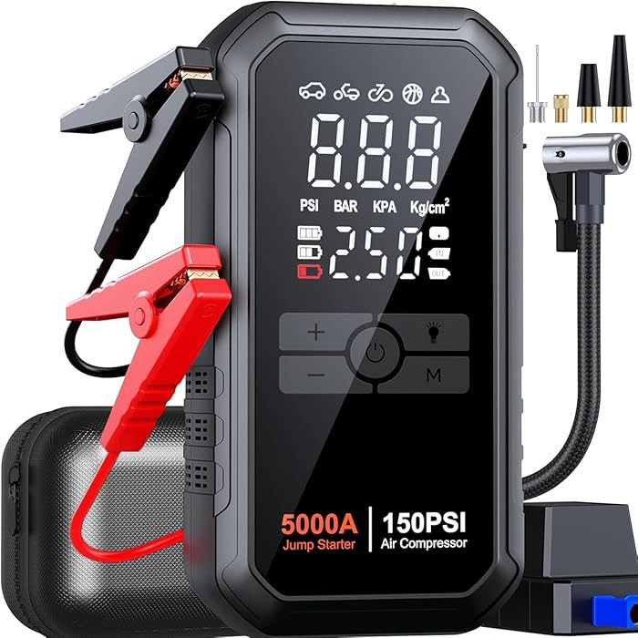 10-in-1 Jump Starter with Air Compressor 5000A 26800mAh 150PSI Portable Car Battery Jump Starter ... | Amazon (US)