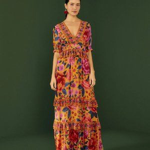NWOT Farm Rio Yellow Floral Dream Ruffle Maxi Dress | Poshmark