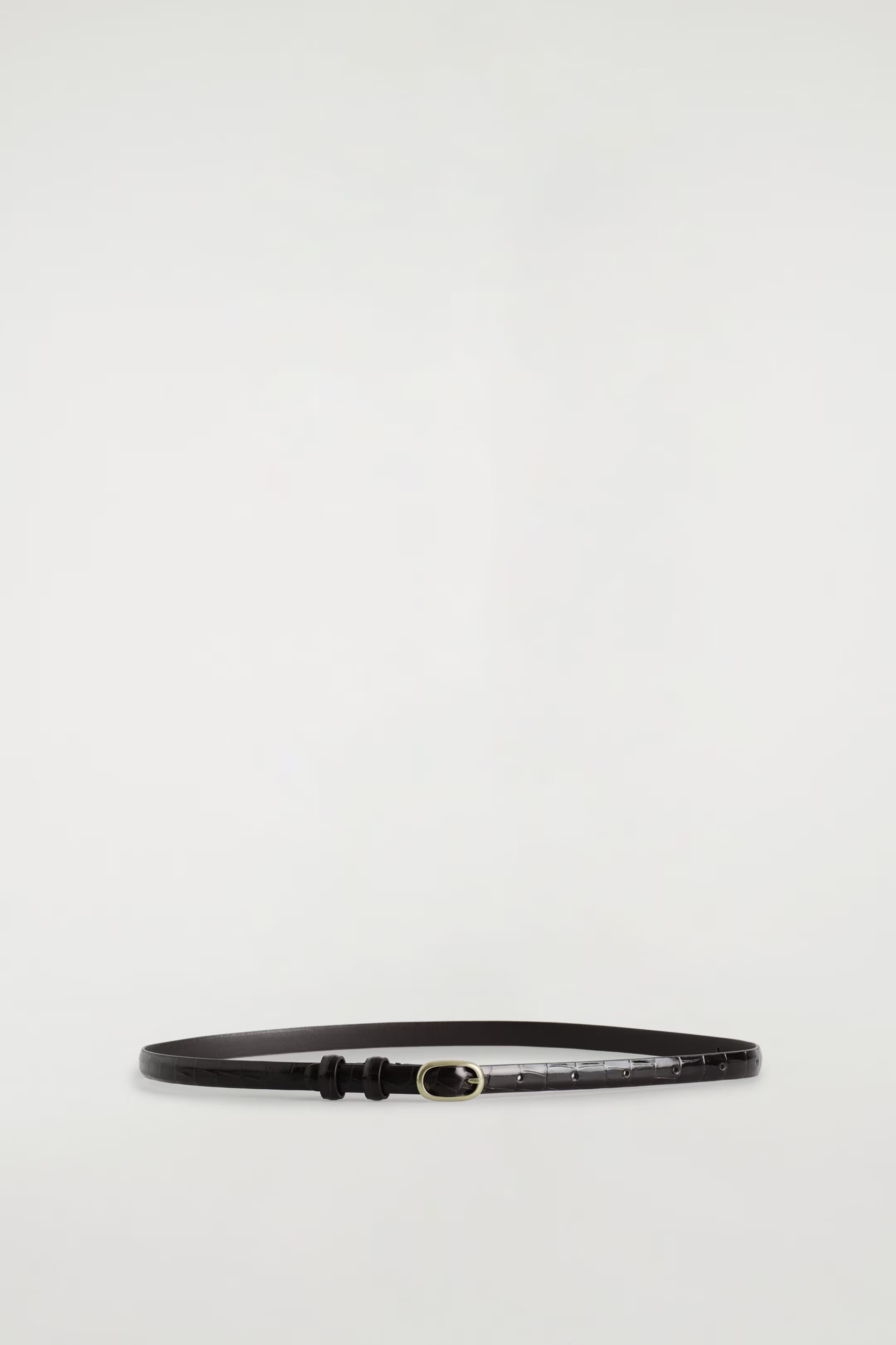 SLIM CROC-EMBOSSED LEATHER BELT - BROWN | COS IE | COS (EU)