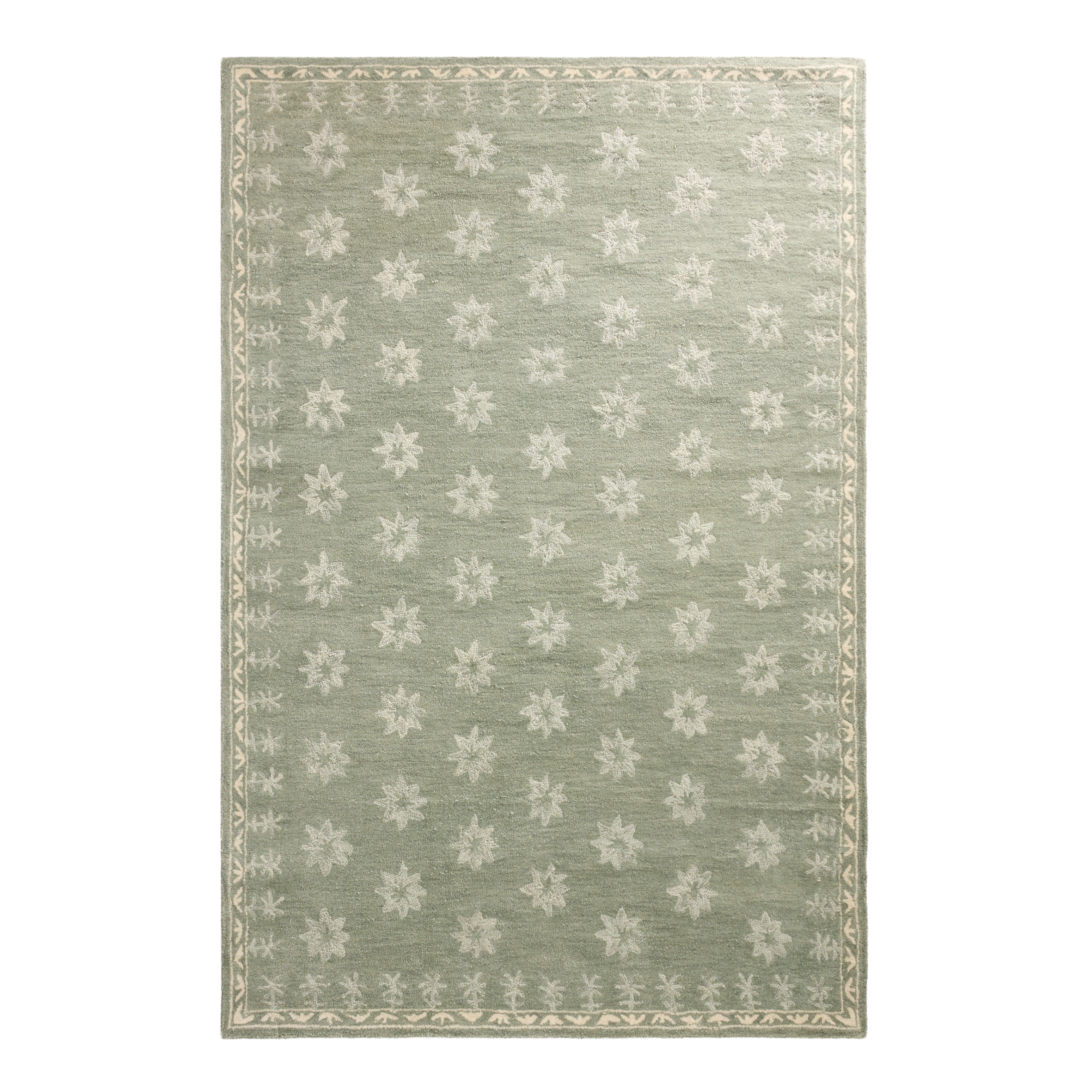 Alice Sage Green Floral Hand Tufted Wool Area Rug | World Market