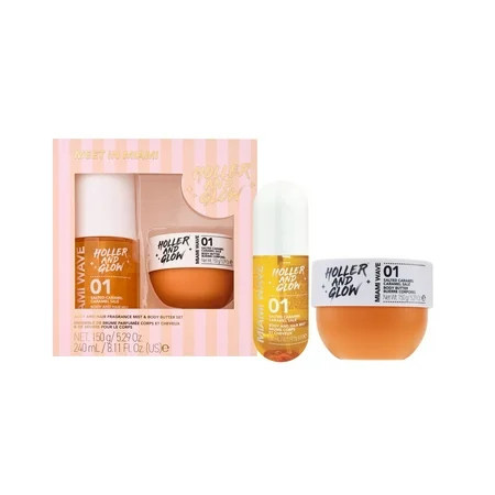 Holler and Glow Limited Edition Meet Me In Miami Salted Caramel Body & Hair Mist and Body Butter Gift Set, 2 Piece Set | Walmart (US)