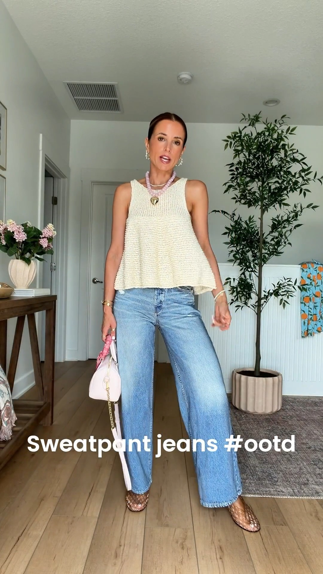 The viral sweatpants jeans are BACK! The denim look is printed onto the fabric, but these are  100% cotton terry cloth. Wearing 23 in sweatpant jeans (size down 1). Rag & Bone Miramar Sofie Ankle-Length Pants - comes in full length, too & linking below. I have colors ‘Minetta’ and ‘Venice’. Minetta is a new color! Travel outfits. Elevated casual outfits. Business casual. Everyday outfits. Mom outfits. Anthropologie tank in XXS. Jelly ballet flats run a smidge big - whole sizes only. I’m a 6.5 and did a 6 per reviews.

#LTKootd #LTKgrwm #LTKTravel #LTKootd #LTKgrwm #LTKdayinmylife