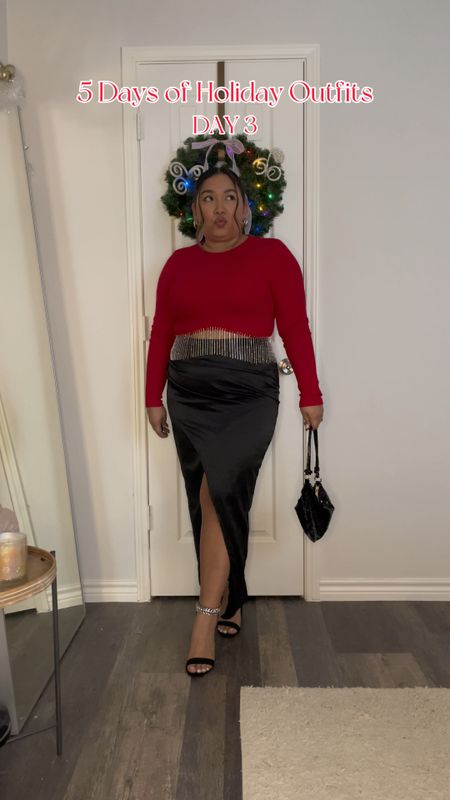 5 Days of Holiday Outfits: Day 3 is red, sparkly, and fun! ❤️ 

Black satin skirt, black skirt, red top, sequin top, black heel, black shoes, sequin bag, black bag, holiday outfit ideas, holiday outfit, Christmas outfit, Christmas outfit idea 

#LTKHoliday #LTKfindsunder50 #LTKmidsize