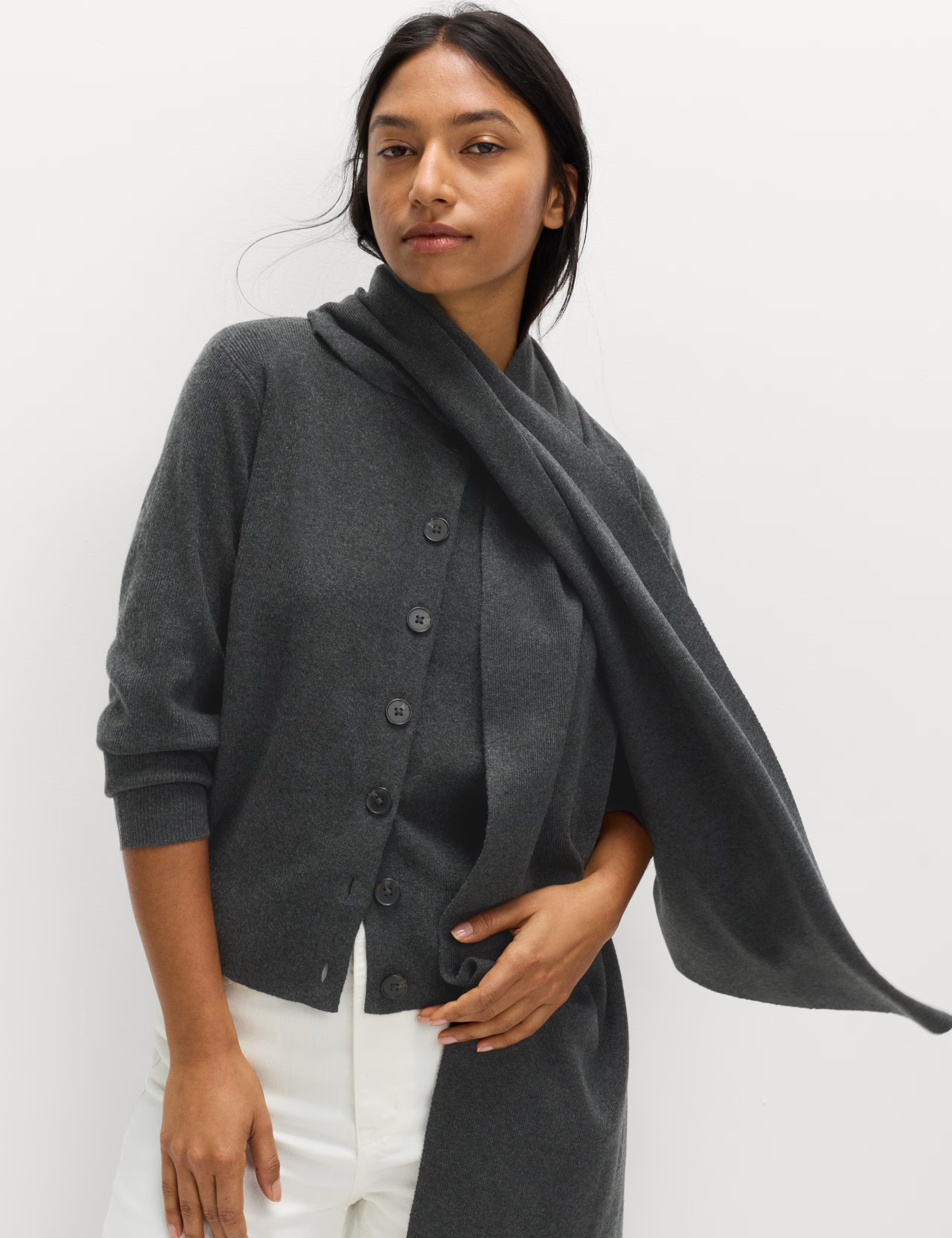 Air-Yarn Scarf-Neck Cardigan | Marks & Spencer (UK)