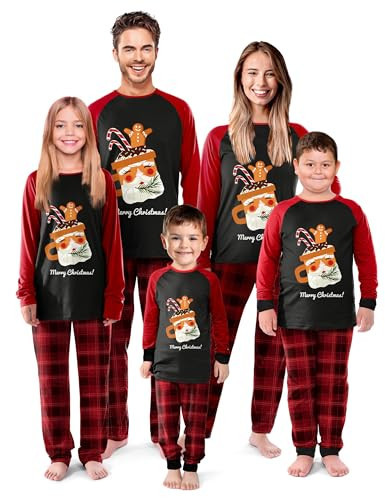 SUNNYBUY Matching Family Christmas Pajamas Set Holiday Jammies Xmas PJS for Women Men Couple and Teens, Gingerbread 8T-120 | Amazon (US)