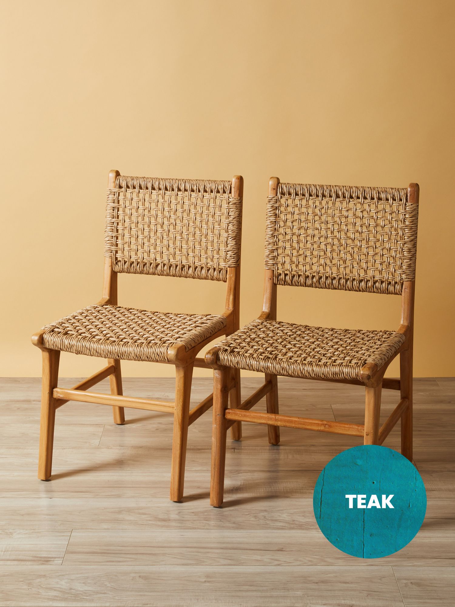 Made In Indonesia 2pk 33in Zaiden Teak And Rattan Dining Chairs | Accent Furniture | HomeGoods | HomeGoods