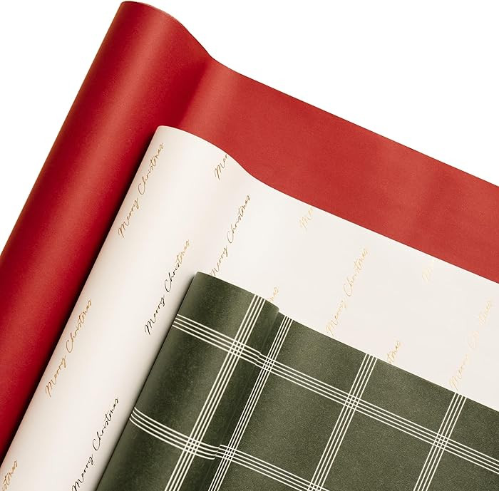 Merry Market Christmas Wrapping Paper Rolls, Premium Matte Gift Wrap, 30” x 168” Large Roll, ... | Amazon (US)