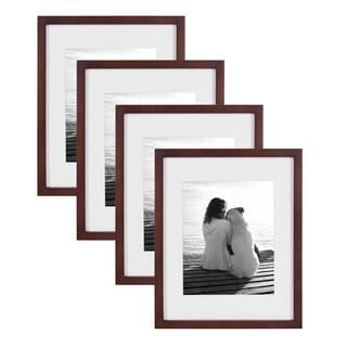 DesignOvation Gallery 11 in. x 14 in. Matted to 8 in. x 10 in. Walnut Brown Picture Frame (Set of... | The Home Depot