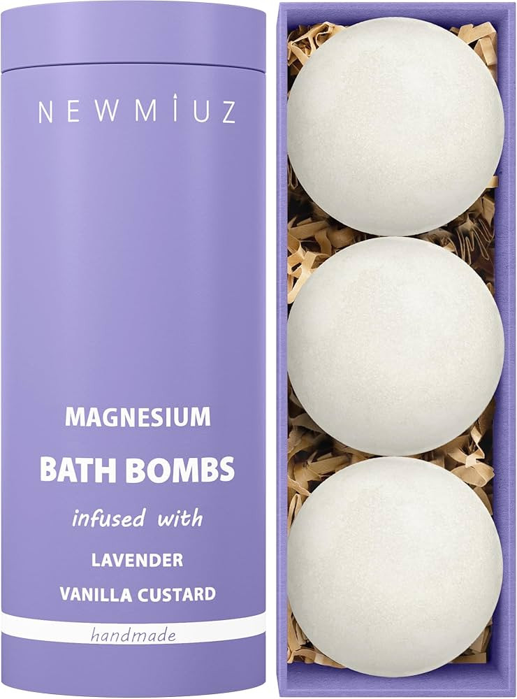 Magnesium Lavender Vanilla Fizzing Bath Bomb Luxury Bath Gift Set - Sensitive Skin Formula for A ... | Amazon (US)