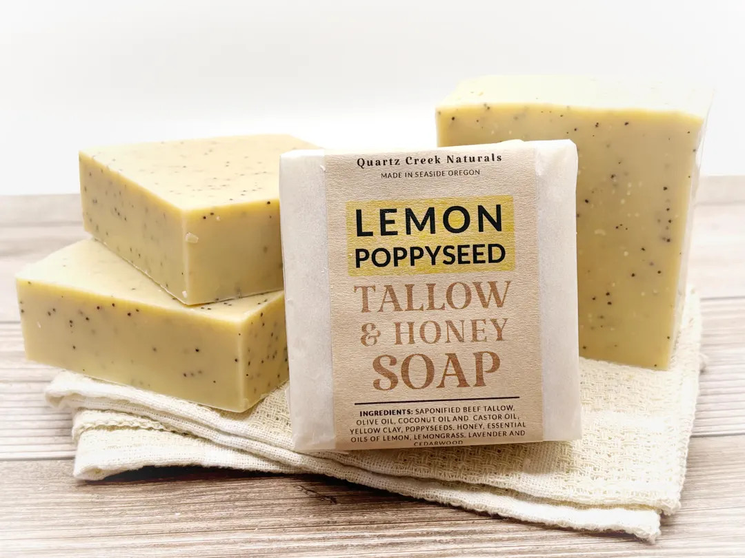 Lemon Poppyseed Tallow Soap With Lemongrass / Beef Tallow Soap Bars Body Face Hands Everyday Soap... | Etsy (US)