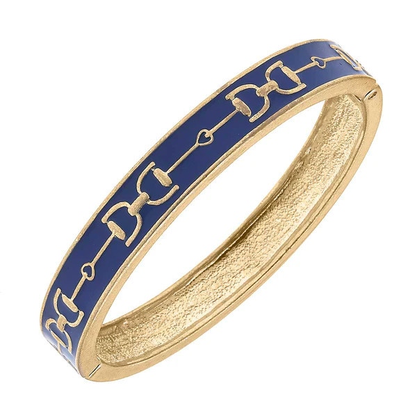 Giselle Enamel Horsebit Hinge Bangle in Blue | CANVAS