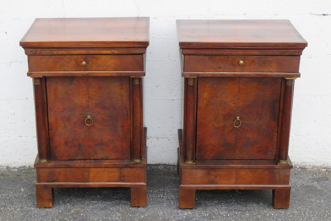 1800s Empire Tall Nightstands End Side Bedside Tables a Pair - Etsy | Etsy (US)