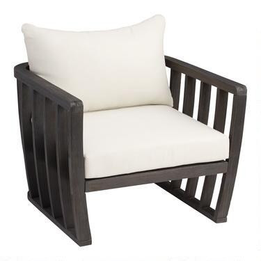 Dark Gray Barrel Wood Byron Outdoor Chair | World Market