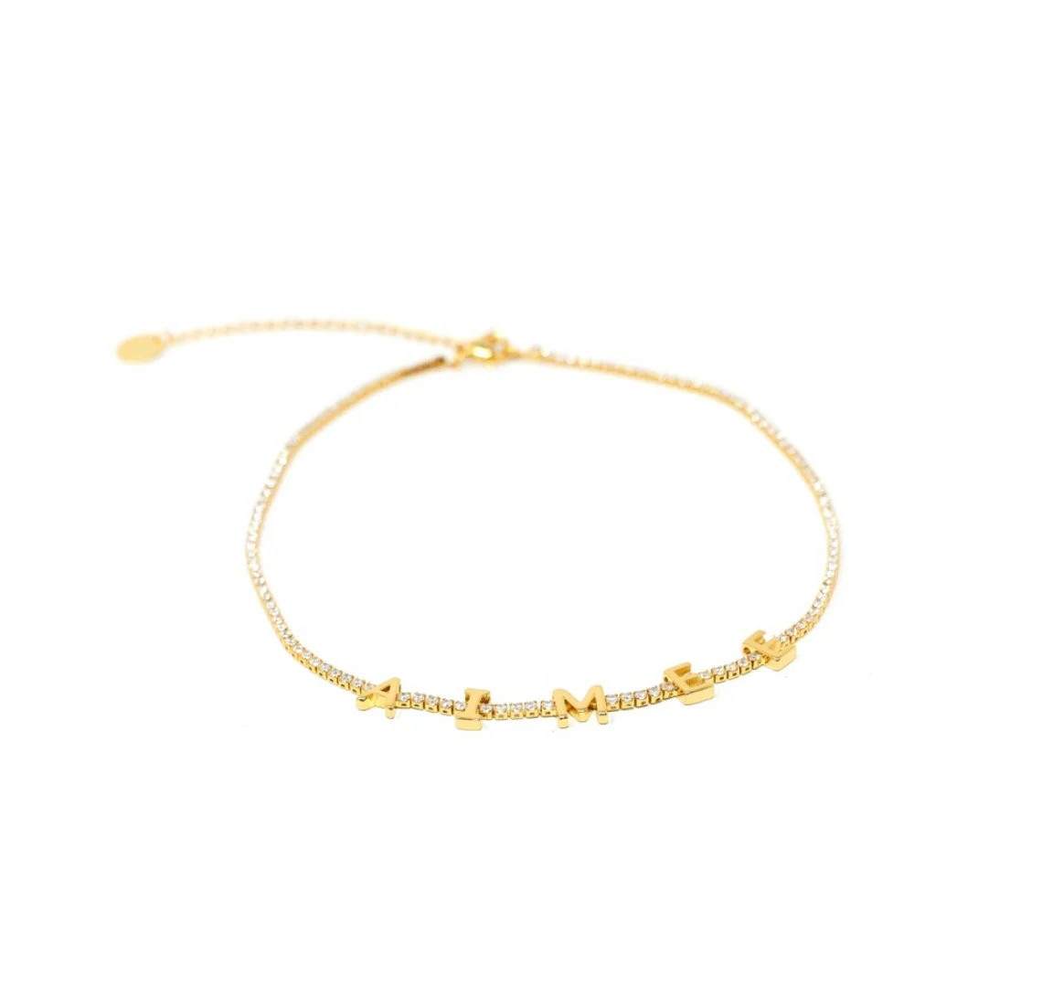 Customized Rhinestone Name Necklace | The Sis Kiss