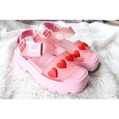 Lazy Oaf Melissa Pink Heart Platform Sandals Size 7 | eBay US