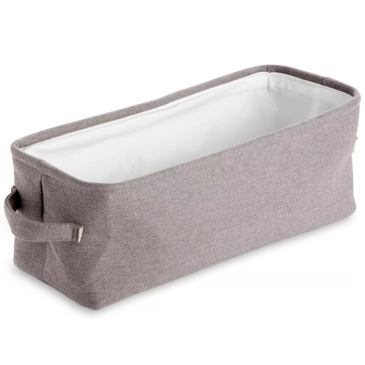 Gray Jute Fabric Storage Bin Basket Container Cubes Organizer with Handles Rectangular 16"x6"x5.2... | Target
