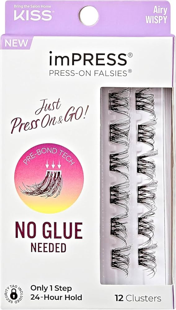 KISS imPRESS False Eyelashes, Lash Clusters, Falsies, Airy Wispy', 12mm-14mm, Includes 12 pieces ... | Amazon (US)