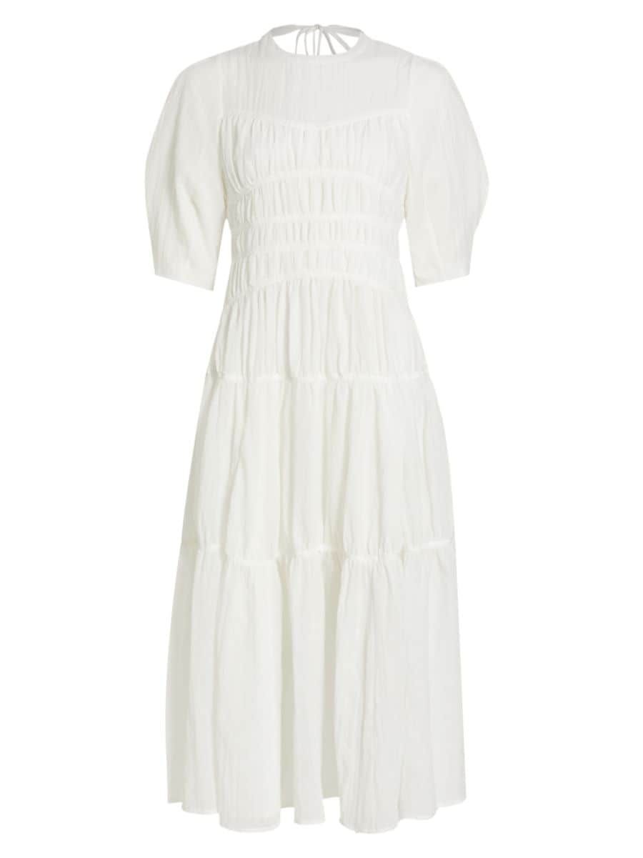 Moon River Puff-Sleeve Midi-Dress | Saks Fifth Avenue
