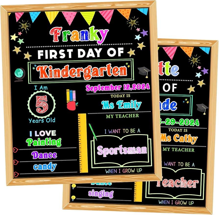 First Day and Last Day of School Chalkboard Sign with Solid Wooden Framed,Reusable Wooden 1st Day... | Amazon (US)