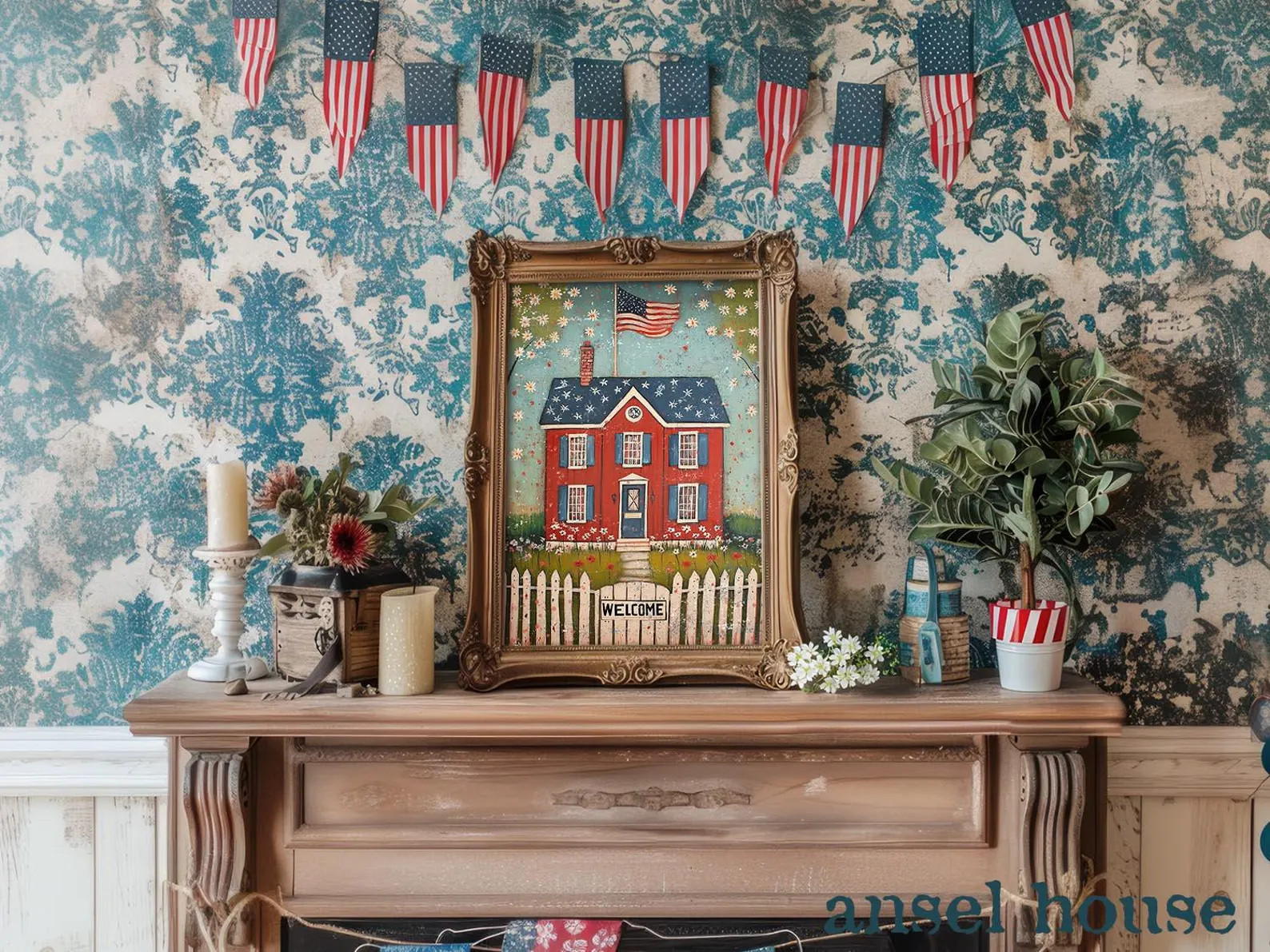 Primitive Patriotic Americana 4th of July Decor - Unframed Art Print Small / Large Sizes - Rustic... | Etsy (US)