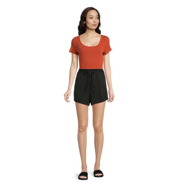 Time and Tru Women's Garment Dye Pull On Shorts, 3.5" Inseam, Sizes XS-3XL | Walmart (US)