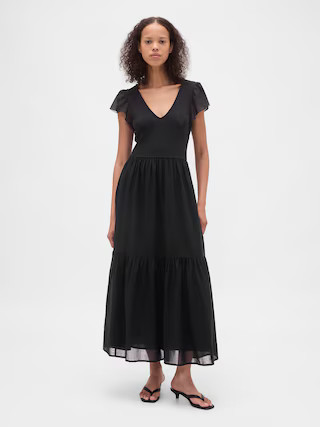Modern Mixed Media Ruffle Maxi Dress | Gap (US)