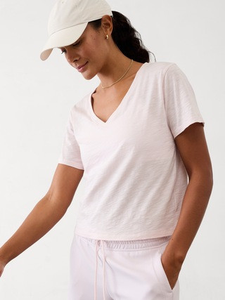 Essential Slub V-Neck Tee | Athleta