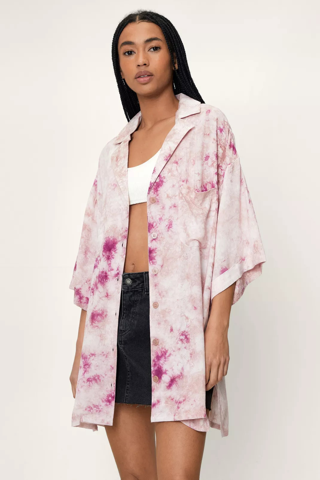Tie Dye Short Sleeve Split Side Resort Shirt | Nasty Gal (US)