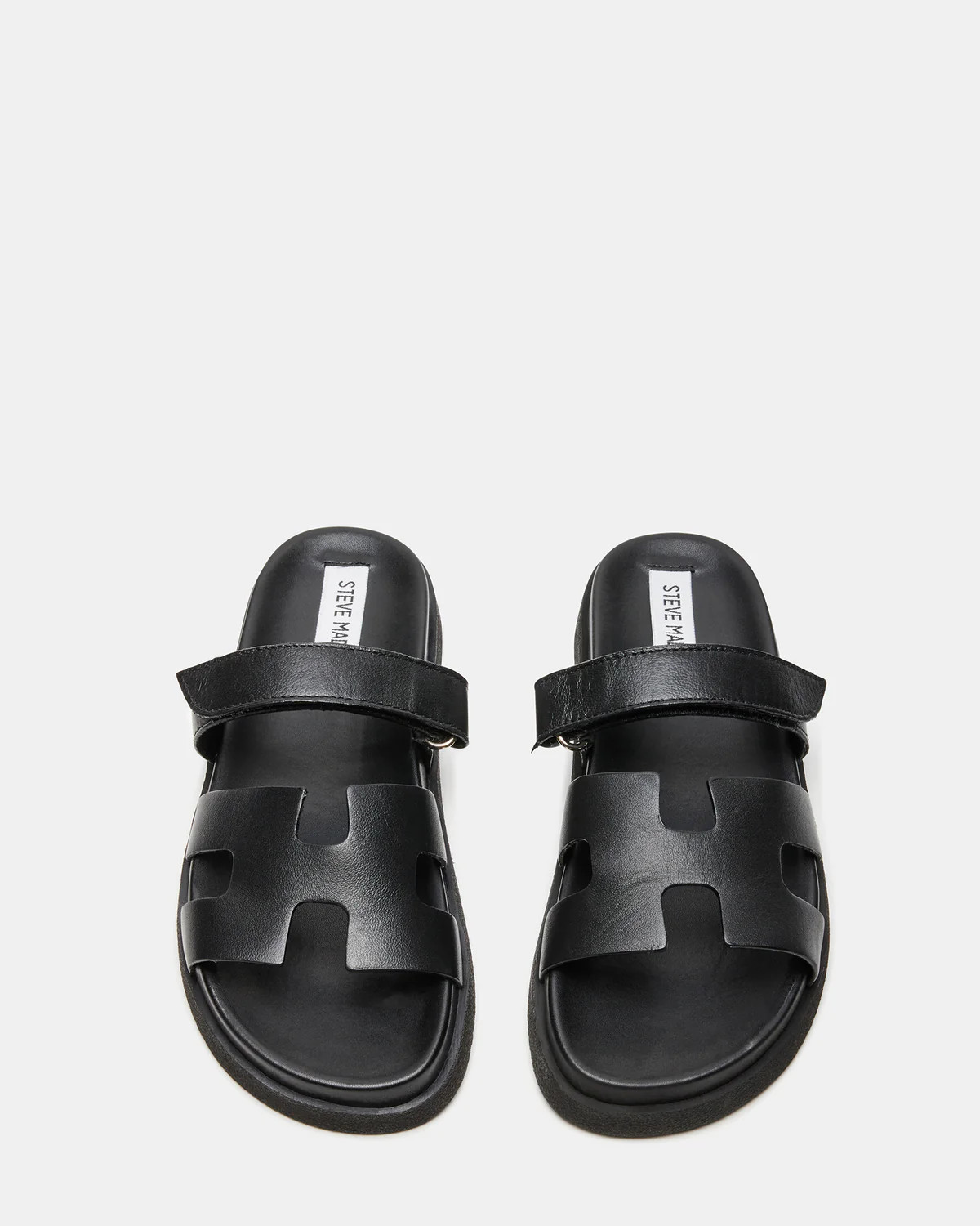 MAYVEN Black Leather Flatform Slide Women's Sandal | Steve Madden (US)