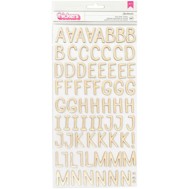 American Crafts Thickers Solid Gold Foil Foam Alpha Paper Stickers, 147 Piece | Walmart (US)