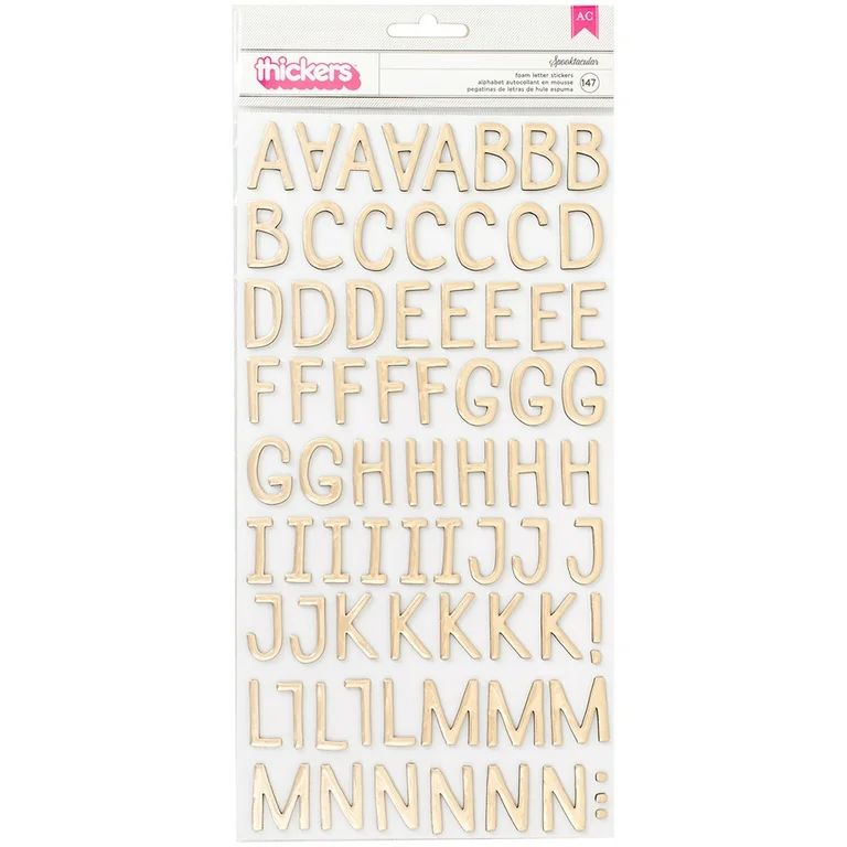 American Crafts Thickers Solid Gold Foil Foam Alpha Paper Stickers, 147 Piece | Walmart (US)